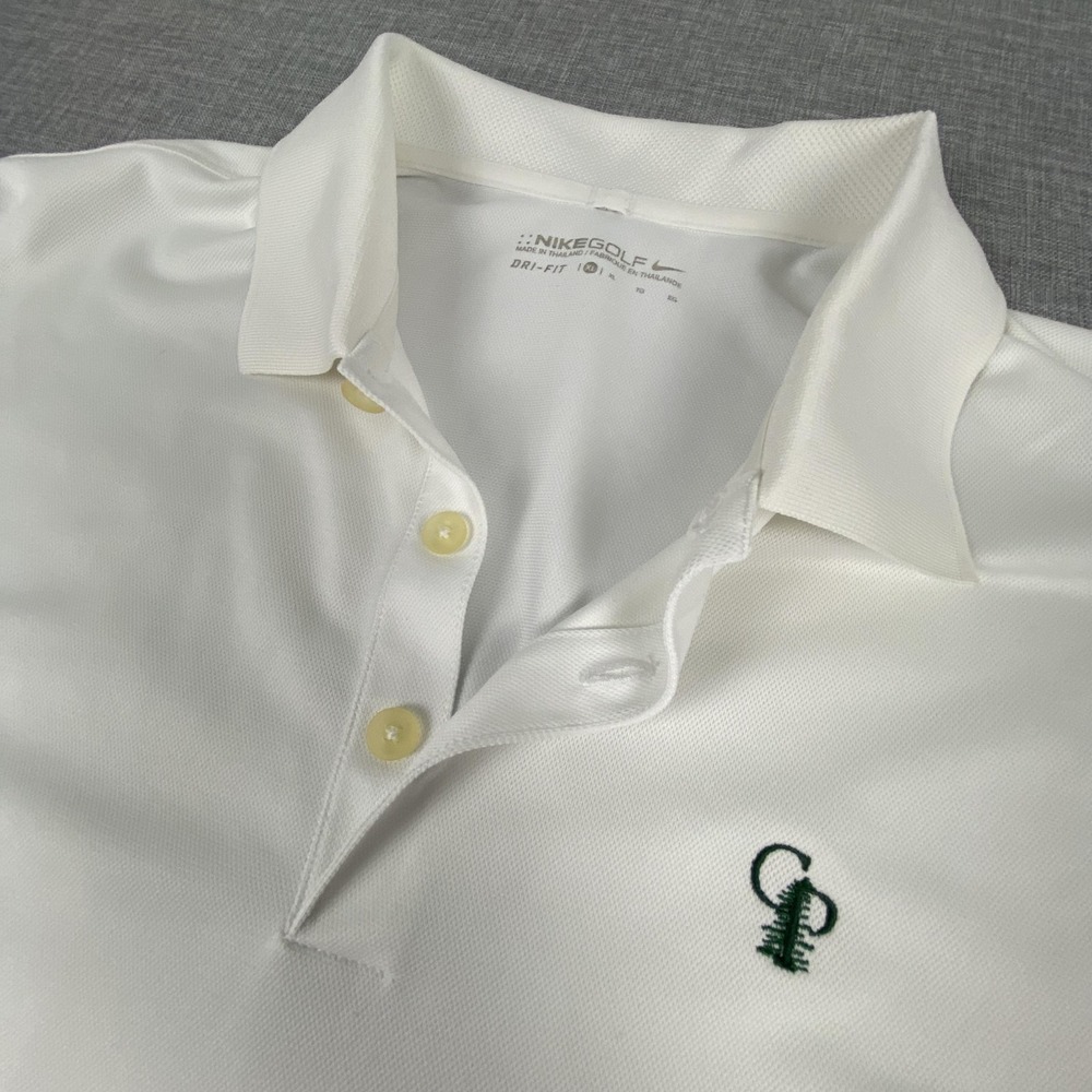 Nike Calusa Pines Polo Shirt Mens XL White Golf Dri-FIT Short Sleeve